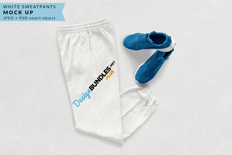 White Fleece Sweatpants Mock up example image 1