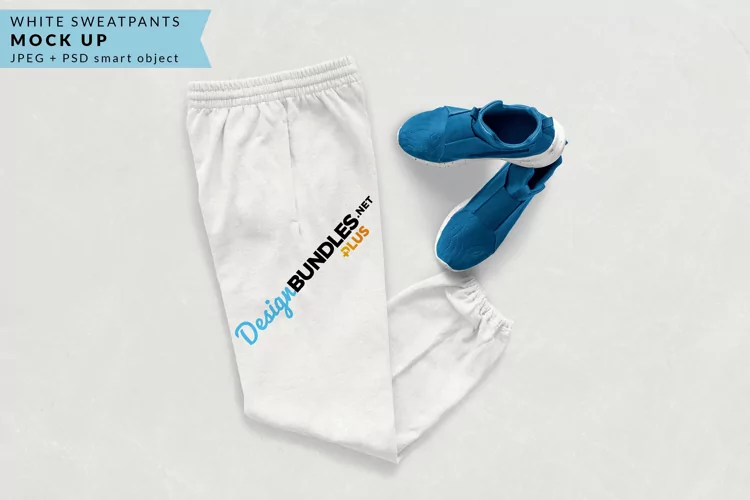 White Fleece Sweatpants Mock up