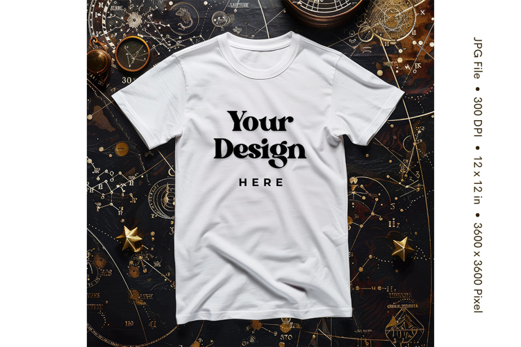 White T-shirt Mockups Bella and Canvas Top View Mockups