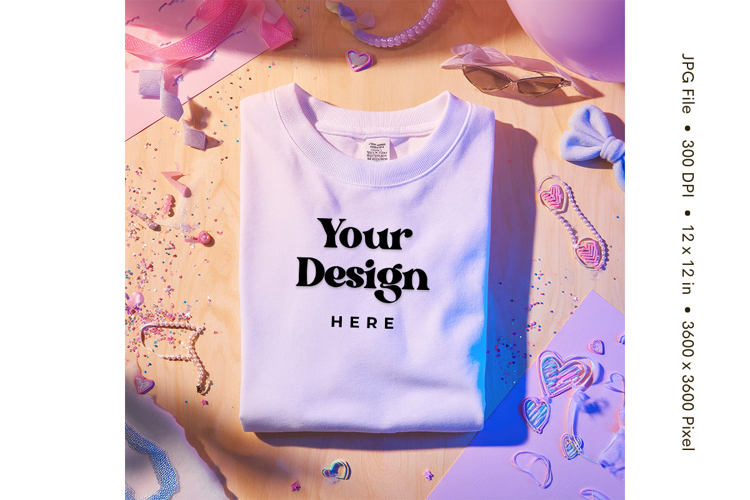 White T-shirt Mockups Bella and Canvas Top View Mockups