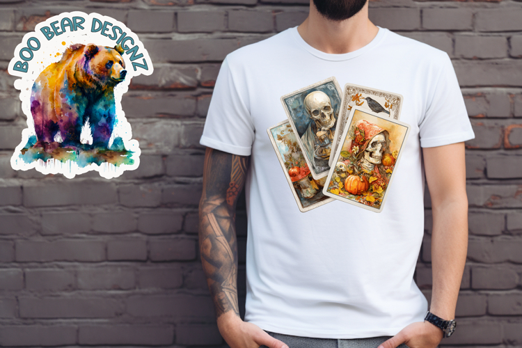 Watercolor Halloween Tarot Card Clipart