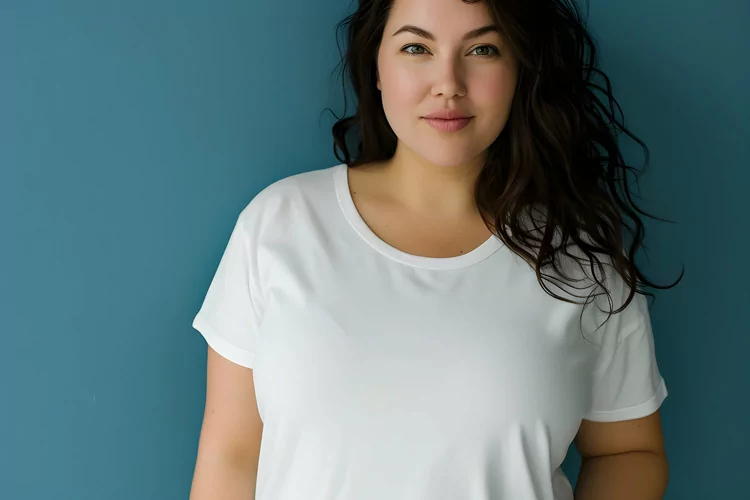 Plus Size White T-Shirt Mockup. High-quality PSD mockup