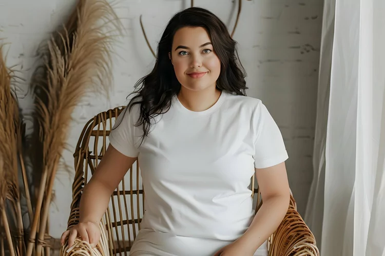 Plus Size White T-Shirt Mockup. High-quality PSD mockup