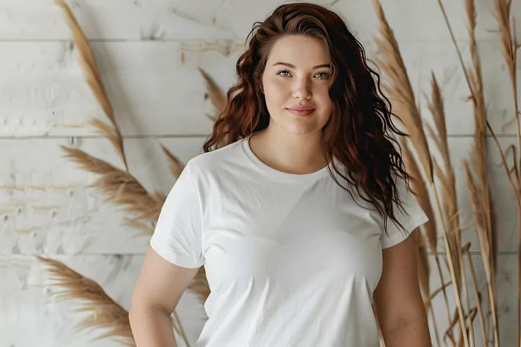 Plus Size White T-Shirt Mockup. High-quality PSD mockup