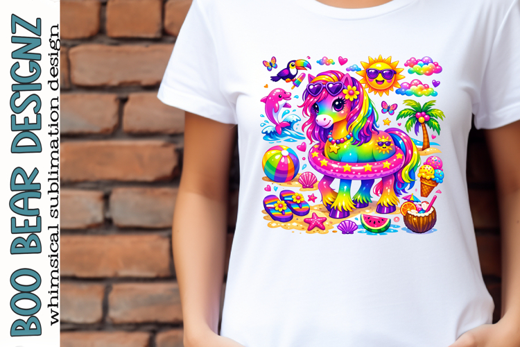 Summer Rainbow Unicorn Clipart