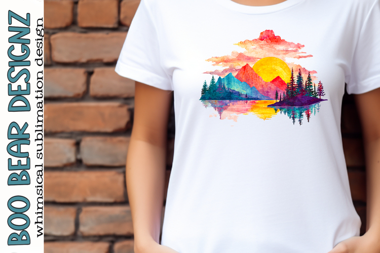 Watercolor Rainbow sunset clipart