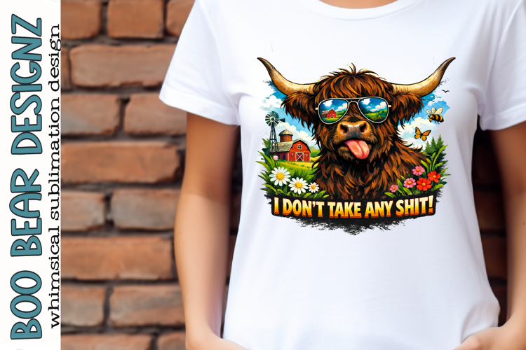 Highland Cow Clipart, I dont take any Shit!