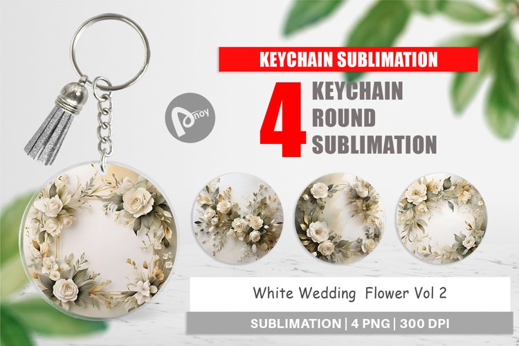 Keychain White Wedding Flower