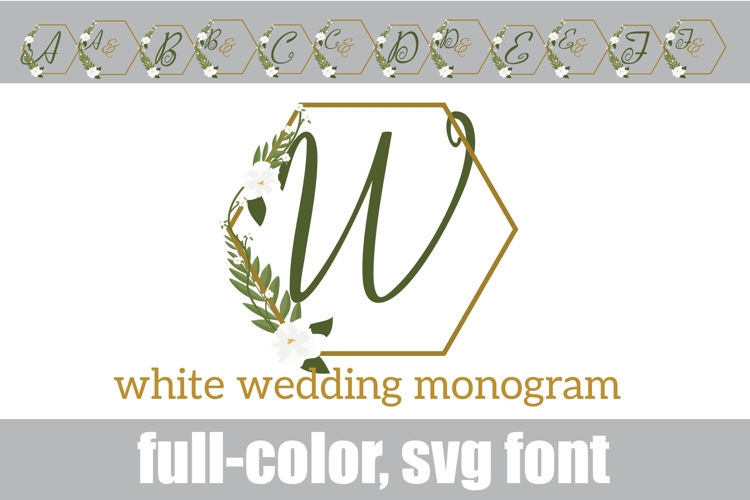 White Wedding Monogram Color Font