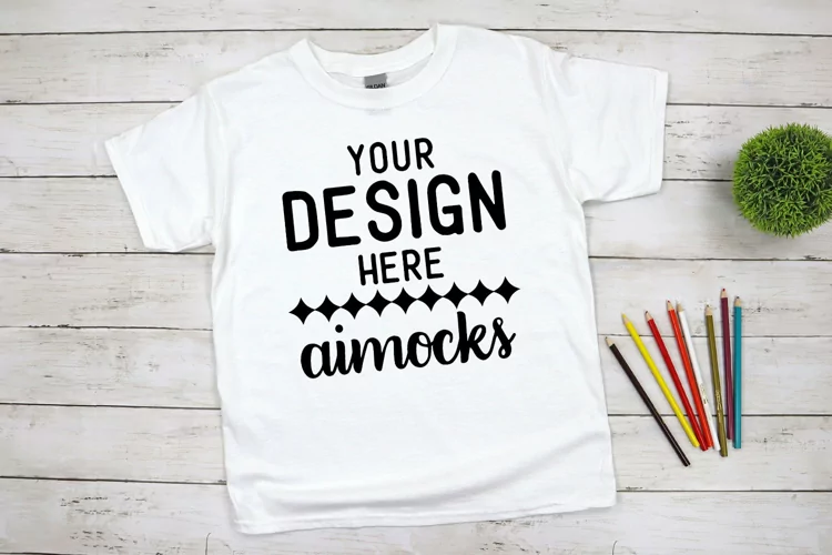 Gildan Youth White T-shirt Mockup, Kids School-Themed Mockup