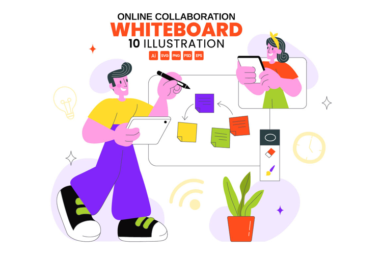 10 Online Collaboration Whiteboard Tools Illustration