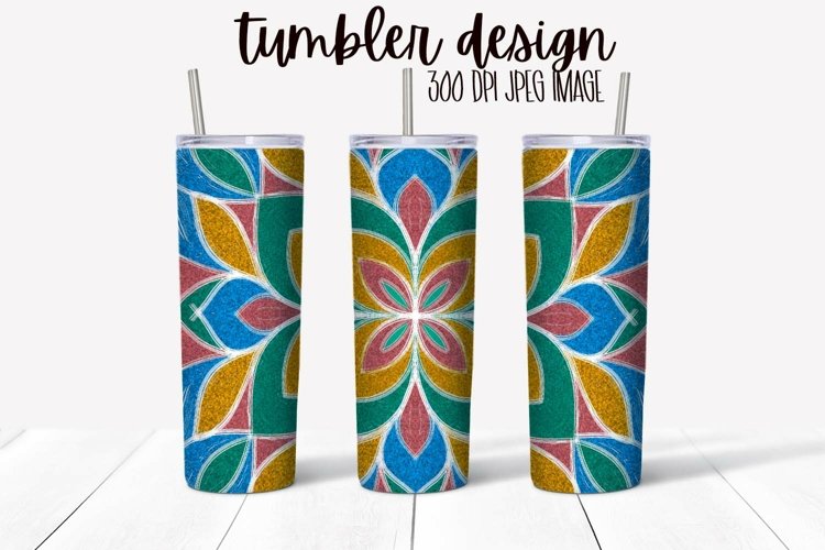 Flower With Glitter Accents Tumbler Wrap Design example image 1