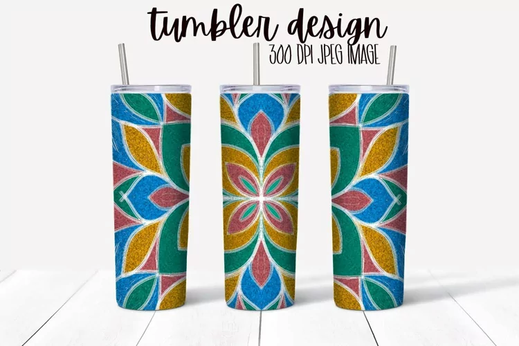 Flower With Glitter Accents Tumbler Wrap Design