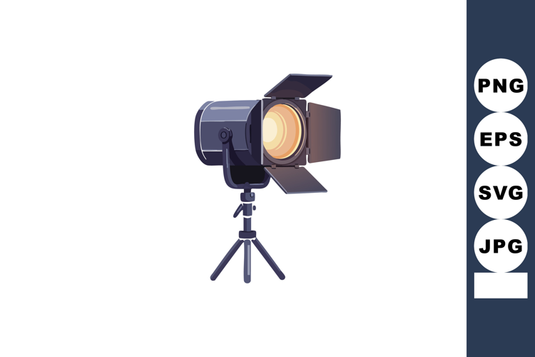Professional studio spotlight with tripod and barn doors for