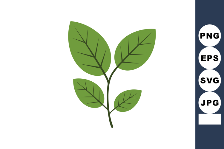 Green leaves branch with simple natural design vector illust