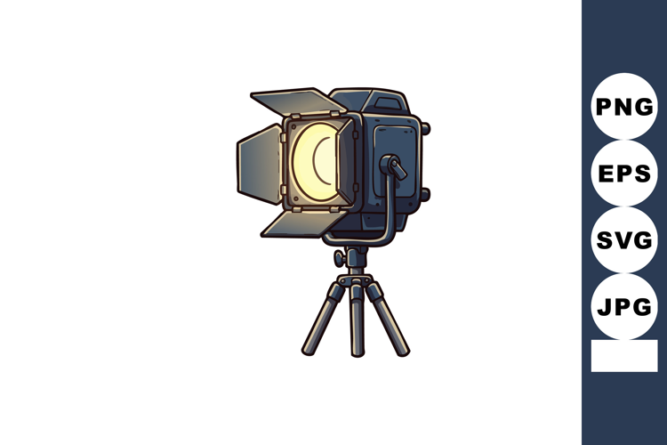 Vintage Studio Light on Tripod Illustration for Photography
