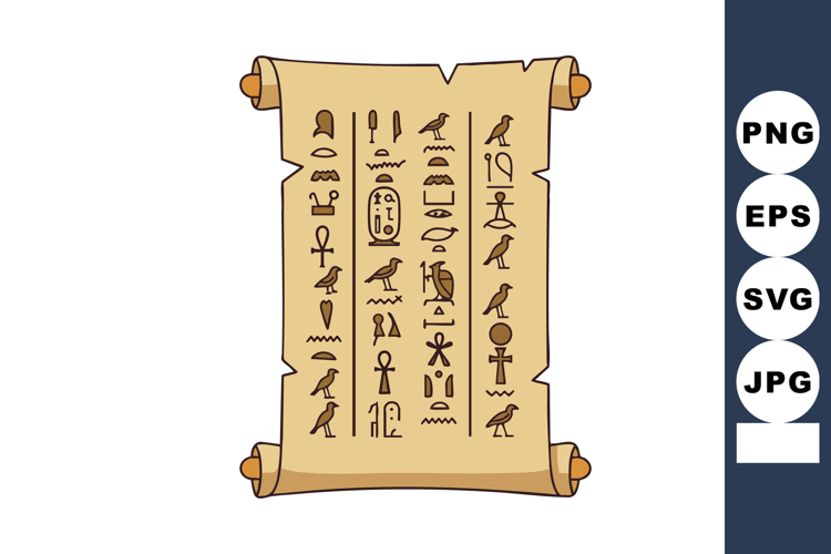 Ancient Egyptian Hieroglyphs Scroll Vector Illustration with