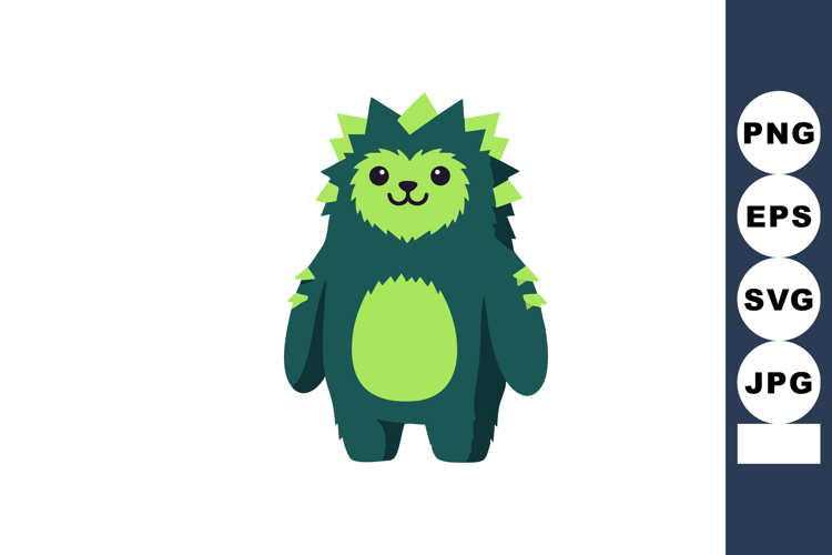 Cute green and dark teal cartoon hedgehog character illustra