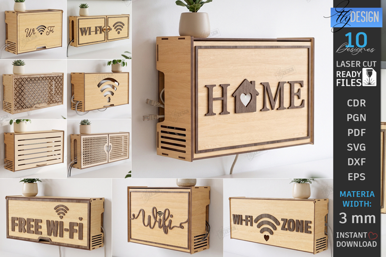 Decorative Wi-Fi Router Hiding Box Laser Cut Bundle | Home