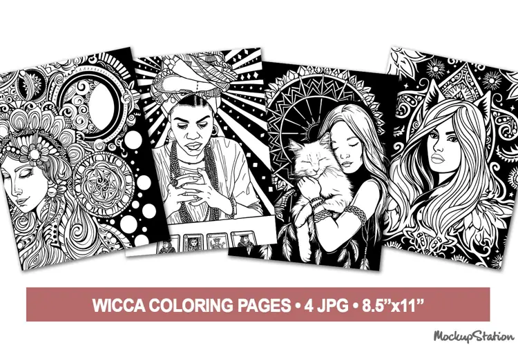 Wiccan Coloring Pages | Witchy Coloring Page for Adults