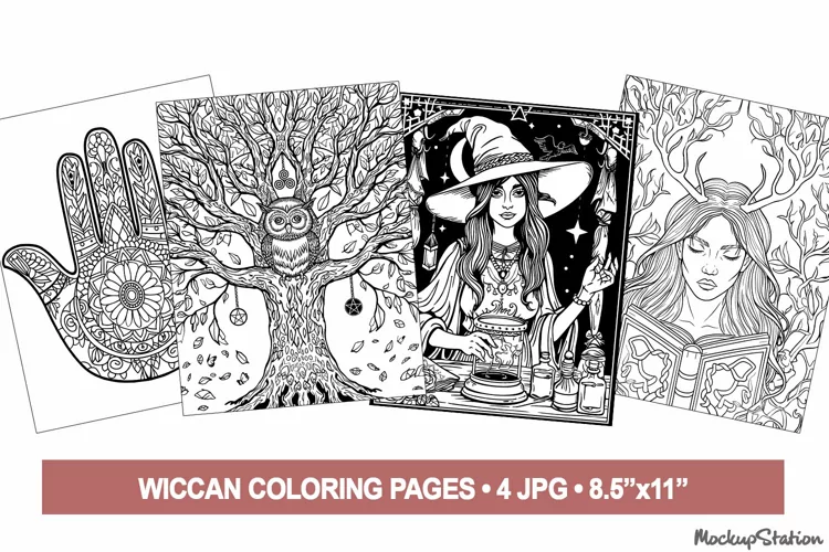 Wiccan Coloring Pages | Witchy Coloring Page for Adults