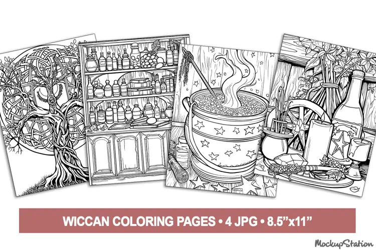 Wiccan Coloring Pages | Witchy Coloring Page for Adults