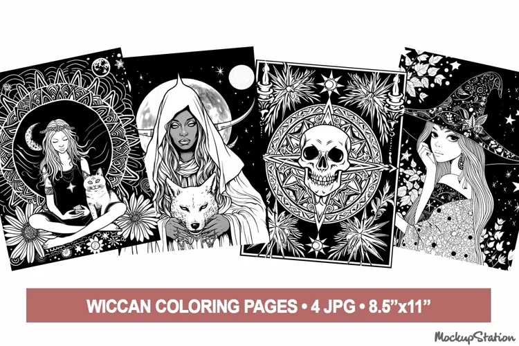 Magic Coloring Pages | Wiccan Witchy Coloring Book Page
