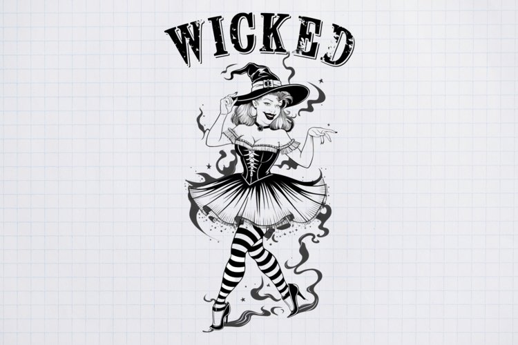 Vintage Pin-up Girls Halloween, Halloween Sublimation example image 1