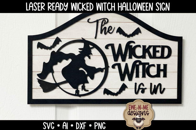 Wicked Witch with Bats Halloween Door Sign| Laser Cut SVG