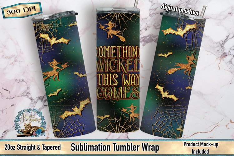 this is a peekaboo wicked witch sublimation tumbler wrap design made for 20oz sublimation tumblers