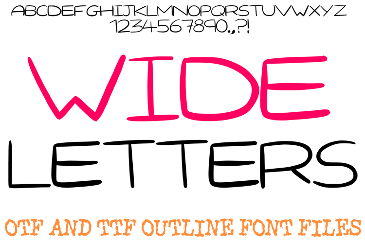 Wide Letters Lettering Font Handwriting ABC OTF Type