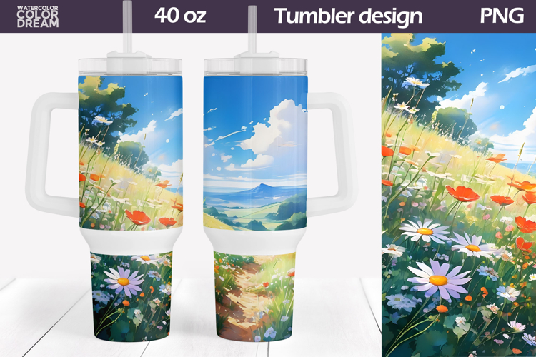 Watercolor Floral Tumbler 40 Oz | Wildflowers Tumbler 40 Oz