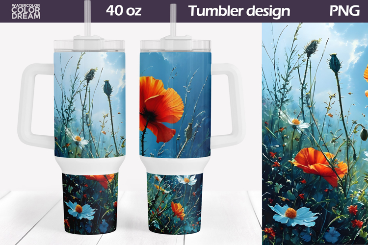 Watercolor Floral Tumbler 40 Oz | Wildflowers Tumbler 40 Oz