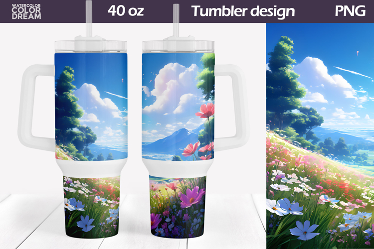 Watercolor Floral Tumbler 40 Oz | Wildflowers Tumbler 40 Oz