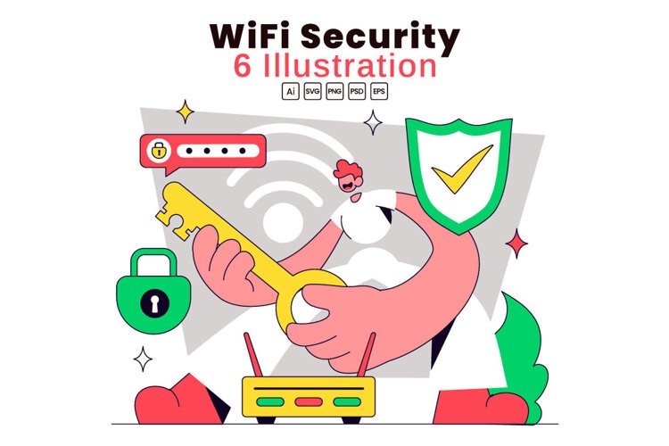 6 WiFi Security Vector Illustration example image 1