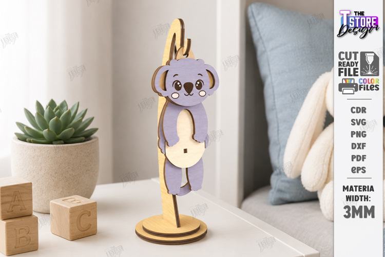 Wiggly Animal Laser Cut | Swinging Animal Figurine | Koala