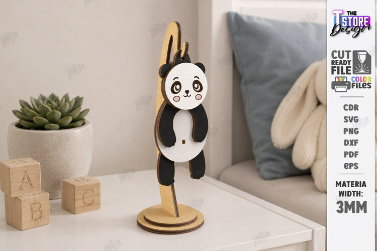 Wiggly Animal Laser Cut | Swinging Animal Figurine | Panda example image 1