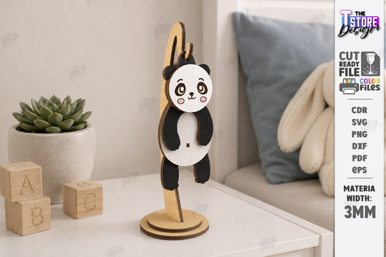 Wiggly Animal Laser Cut | Swinging Animal Figurine | Panda