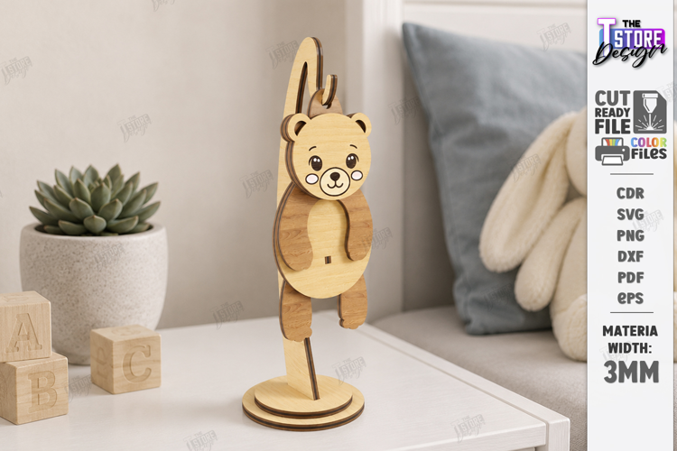 Wiggly Animal Laser Cut | Swinging Animal Figurine | Bear
