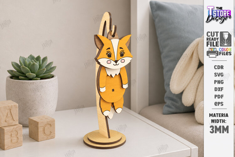 Wiggly Animal Laser Cut | Swinging Animal Figurine | Fox SVG example image 1