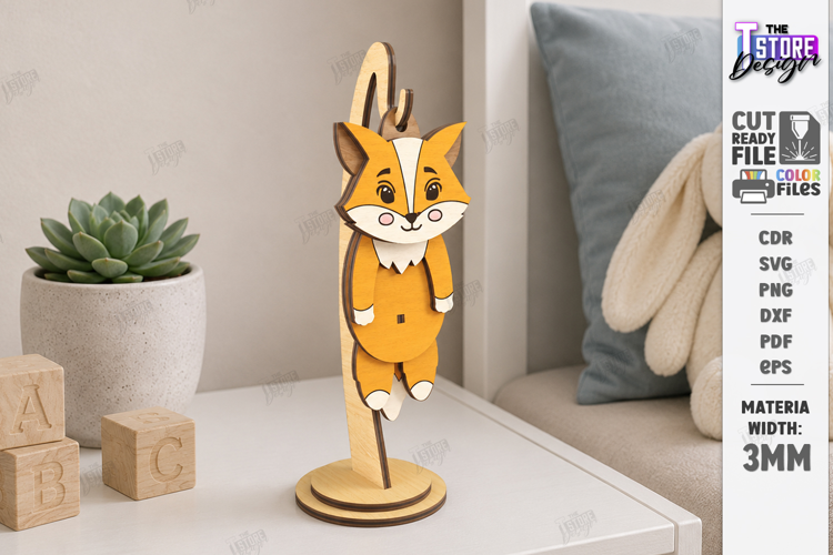 Wiggly Animal Laser Cut | Swinging Animal Figurine | Fox SVG