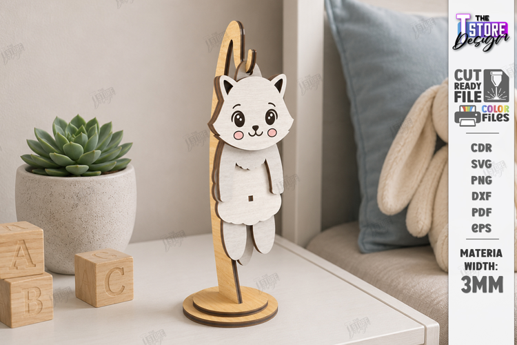 Wiggly Animal Laser Cut | Swinging Animal Figurine | Cat SVG