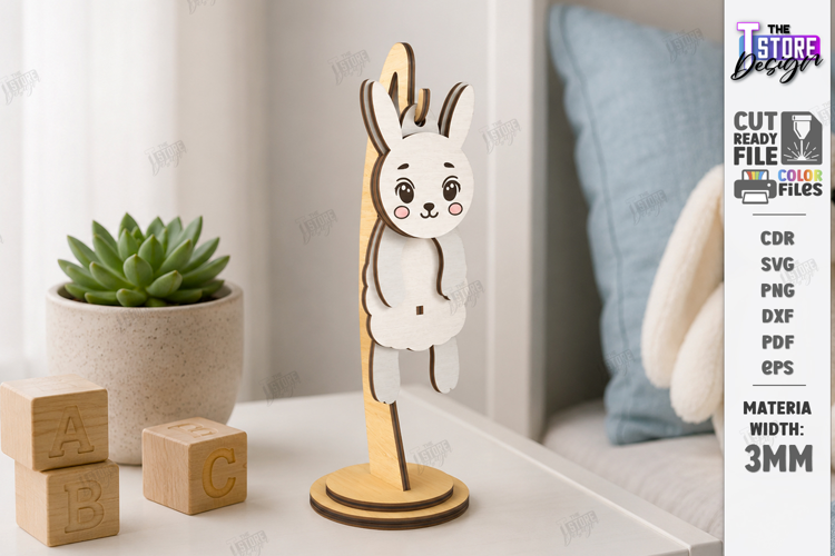 Wiggly Animal Laser Cut | Swinging Animal Figurine | Bunny