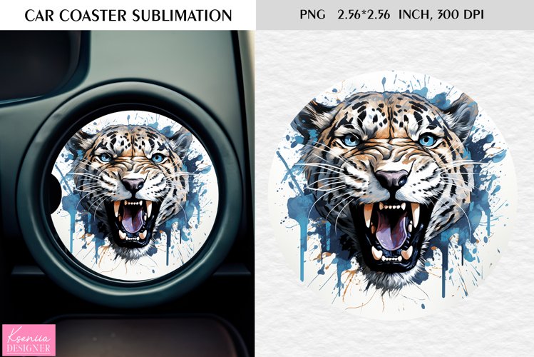 Watercolor Wild Animal |Car Coaster Sublimation|Leopard