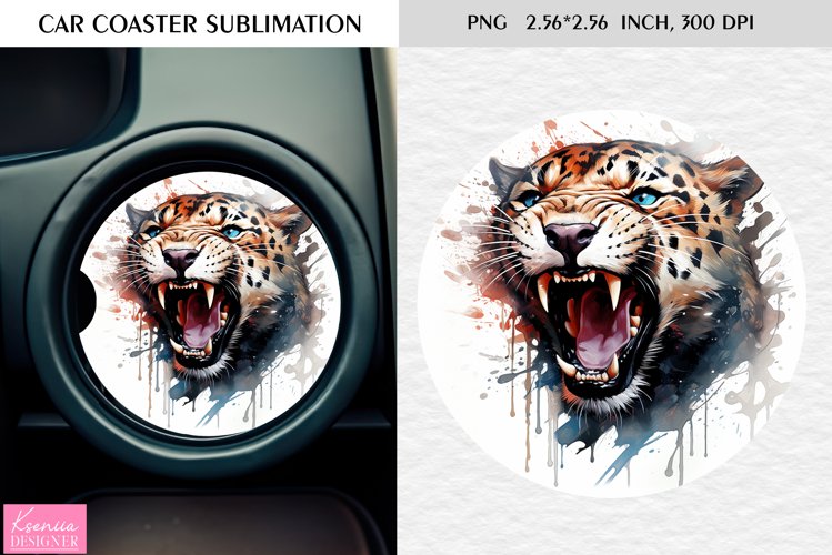 Watercolor Wild Animal |Car Coaster Sublimation|Leopard