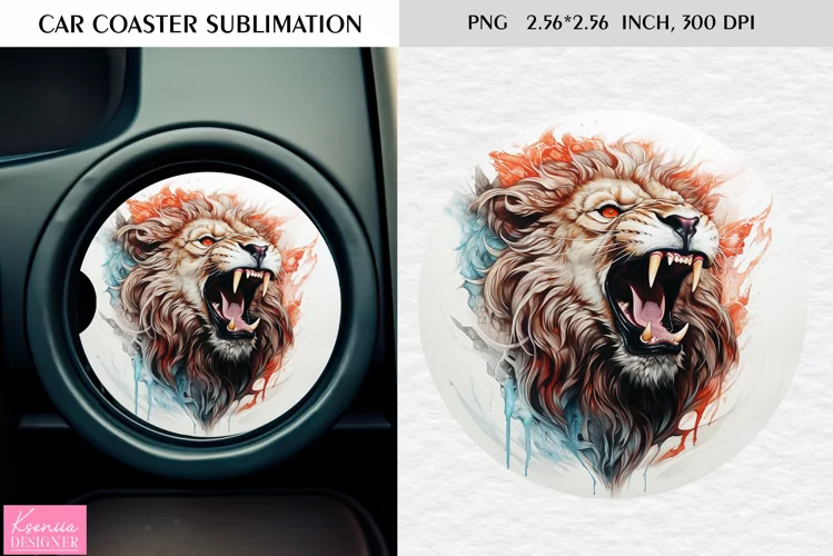 Watercolor Roaring Wild Animal |Car Coaster Sublimation|Lion