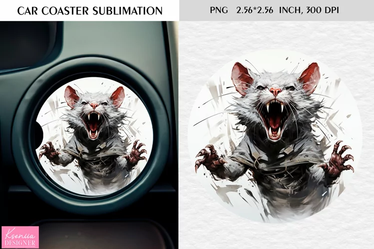 Watercolor Roaring Wild Animal|Car Coaster Sublimation|Mouse