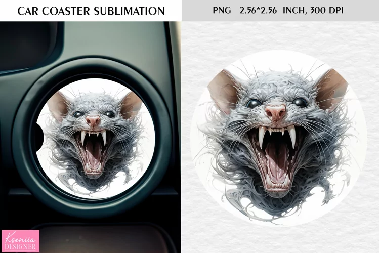 Watercolor Roaring Wild Animal|Car Coaster Sublimation|Mouse