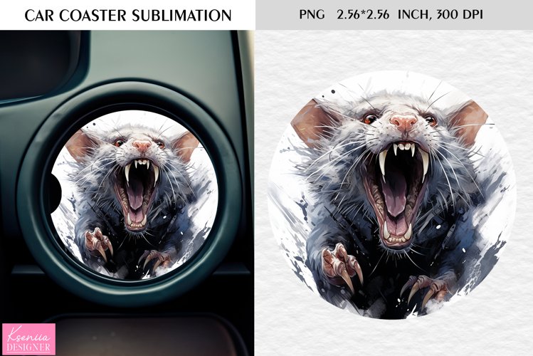 Watercolor Roaring Wild Animal|Car Coaster Sublimation|Mouse example image 1