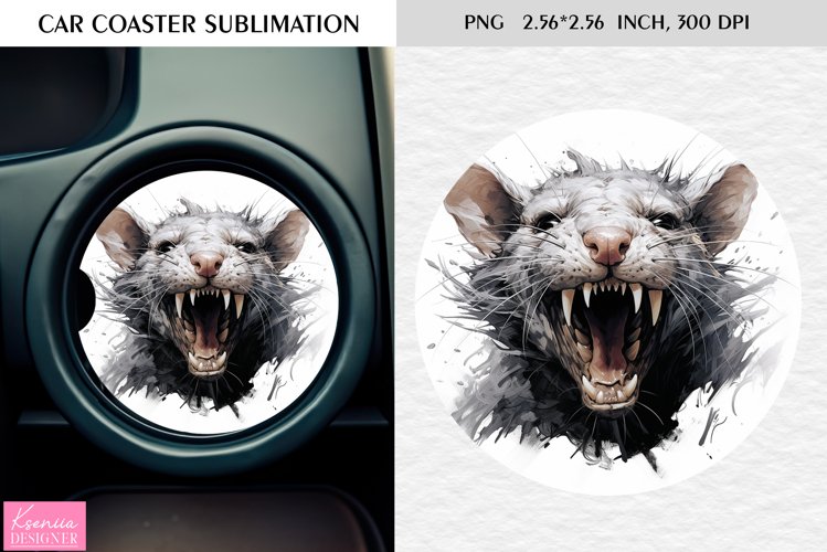 Watercolor Roaring Wild Animal|Car Coaster Sublimation|Mouse example image 1